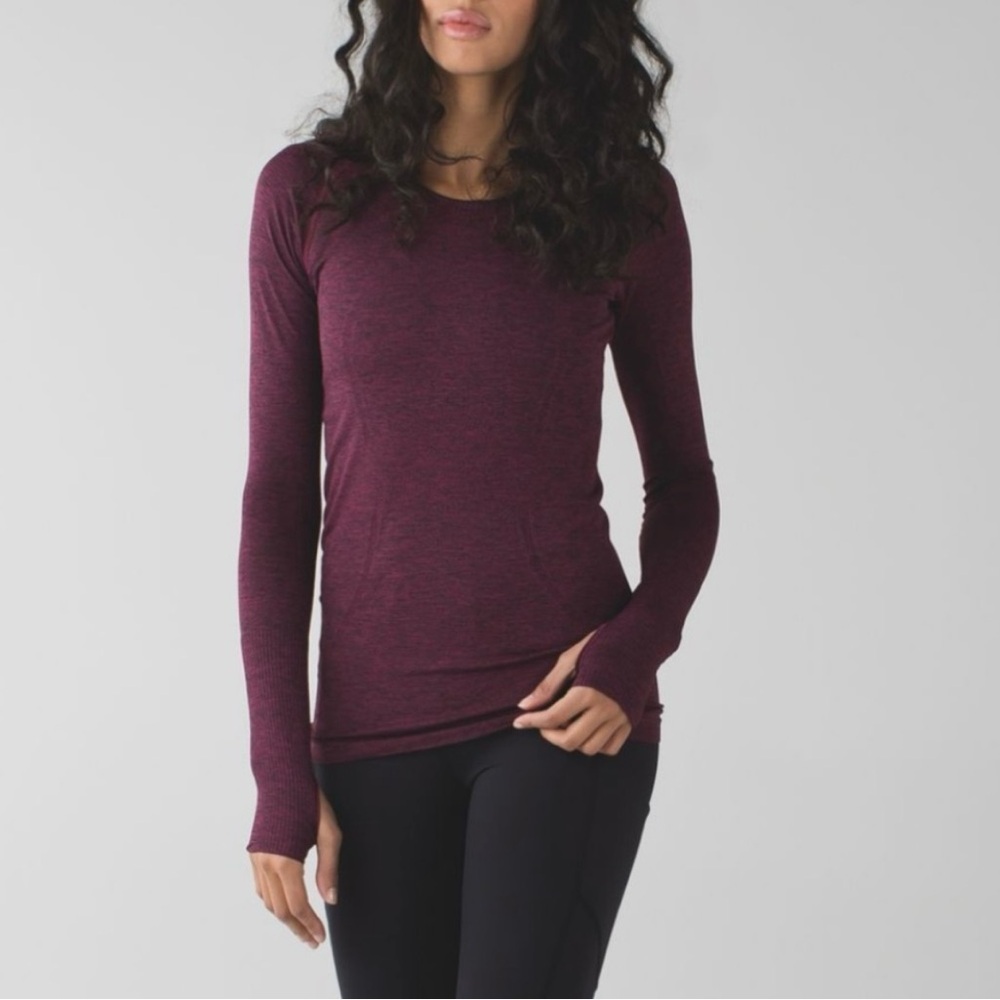 Women's Lululemon Swiftly Tech Long Sleeve Burgundy shirt